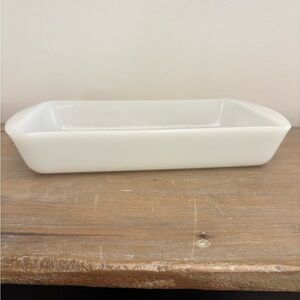 Vintage 80’s Glasbake White Microwaveable casserole dish 12x6x2 inches